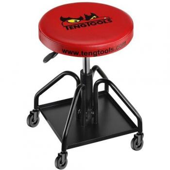 Taburete de montaje TENG TOOLS TCA06 con asiento ajustable, ruedas giratorias y almacenamiento debajo del asiento