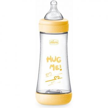 Chicco Perfect 5 Baby Bottle 4m+ 300ml Silicone Fast Flow Yellow