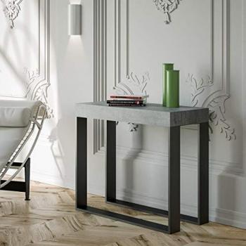 Consola Extensible Elettra Small Premium 90x40/196 cm Cemento con Estructura Antracita