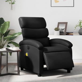 Silla de masaje reclinable eléctrica de cuero sintético negro vidaXL