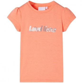 Camiseta infantil de manga casquillo naranja neón 116