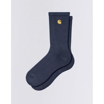 Calcetines Carhartt WIP Chase Socks azul, 75% algodón, 23% poliéster, 2% elastano, diseño clásico con logo bordado, ajuste cómodo y duradero