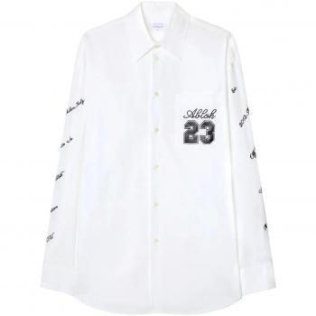 Off-White Men's White Embroidered Logo Cotton Overshirt - Size XS