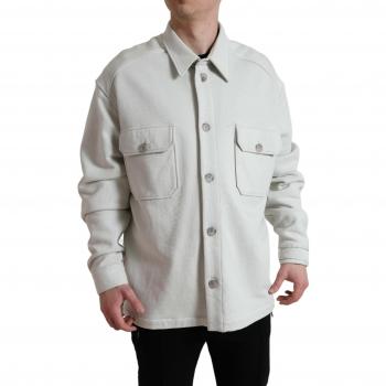 Dolce & Gabbana Grey Cotton Button Down Collared Coat Jacket - IT48 | M
