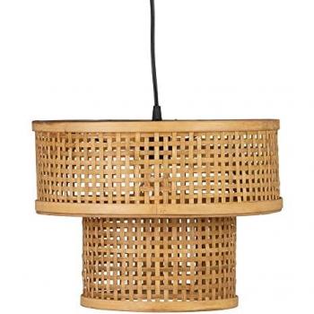 Lámpara de Techo Doble Tulipa de Bambú Natural Ø 34x26 cm
