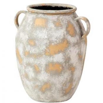 Florero de Metal Blanco Beige 45x45x50 cm - Elegante y Hermoso