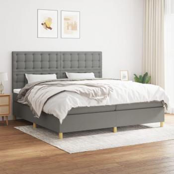 Cama box spring con colchón de muelles gris oscuro 200x200 cm tela Vidaxl