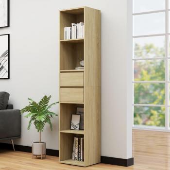 Estantería de madera contrachapada color roble Sonoma 36x30x171 cm, disponible en colores Blanco, Negro y Roble Sonoma, ideal para Oficina, Estudio, Sala de Estar y Dormitorio, multifuncional