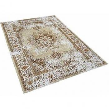 Alfombra Beige de Algodón Corto 140 x 200 cm Estilo Oriental Vintage Almus