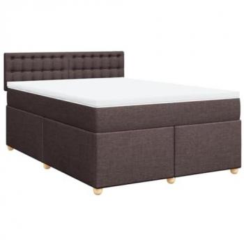 Cama Box Spring con colchón de tela marrón oscuro 140x200 cm