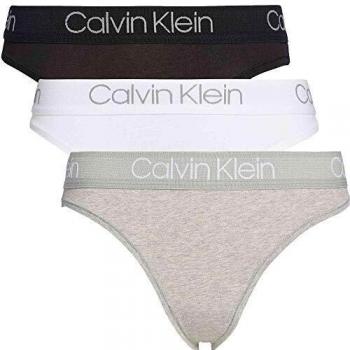 Calvin Klein Tanga de Pierna Alta, Paquete de 3, Negro/Blanco/Gris Jaspeado, Negro/Blanco/Gris, L