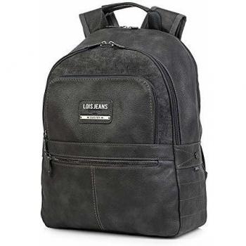 Lois - Mochila de Hombre de Estilo Casual. Cuero PU. para Diario Paseo Viaje Compra. Cómoda y Práctica Bonito Diseño. Diseño Elegante. Marca y Moda. 96536, Color Gris Oscuro