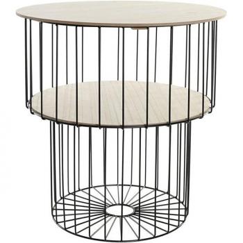 Mesa auxiliar de diseño en hierro y MDF, estilo industrial (49 x 49 x 51,5 cm)