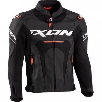 Ixon Chaqueta de Moto Jackal Negro-Blanco-Rojo, chaqueta de cuero para motocicleta, talla L