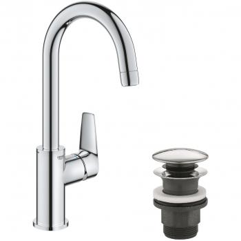 Grifo Monomando Lavabo GROHE BauEdge 23 911 001 Tamaño L Cromo con Desagüe automático PushOpen