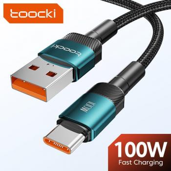 Toocki 100W Fast Charging USB Type C Cable 6A for Xiaomi Huawei P30 P40 Samsung POCO Realme Oneplus