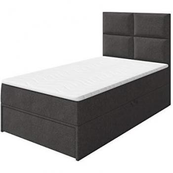 Cama Continental Individual 100x200 con Tapiz y Somieres, Modelo Eugene, Color Gris, Altura 120cm, Incluye Cajón de Almacenamiento