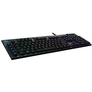 Logitech G815 LIGHTSYNC RGB Teclado Gaming Mecánico Alámbrico con teclas GL-Táctil de bajo perfil, 5 teclas G programables, Paso de USB, Controles Multimedia Dedicados, Disposición QWERTY ES - Negro