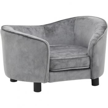 Gray Plush Dog Sofa 69x49x40 cm