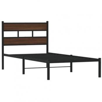 Estructura de cama con cabecero sin colchón marrón roble 100x200cm