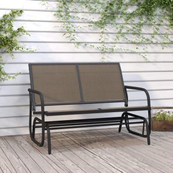 vidaXL Garden Glider Bench Brown 120.5x76x86.5 cm Textilene & Steel