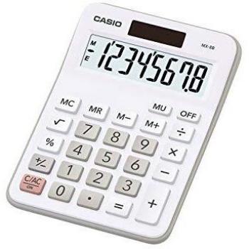 Calculadora Casio MX-8S Blanca de 8 dígitos con pantalla LCD