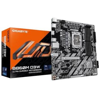 Gigabyte B860M D3W Micro ATX Motherboard - Intel LGA 1851, DDR5, 4+1+2 Phases VRM, Up to 9066MHz