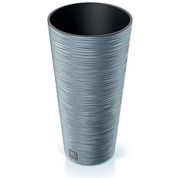 Macetero Alto FURU con Depósito de Agua 7,5L y Diseño en Relieve Color Cemento