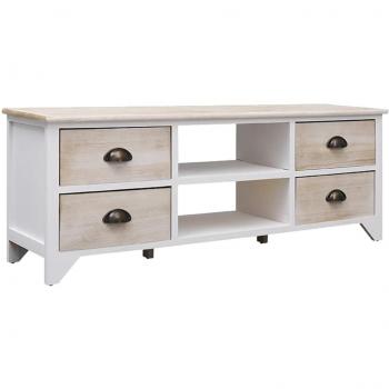 Soporte para TV de madera maciza de Paulownia, dimensiones 108x30x40 cm, color marrón