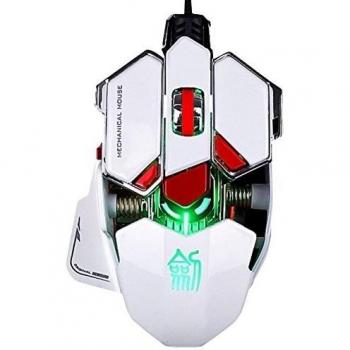 iisport Professional 4000DPI 10D LED Espada Maestro Optico Cable Juegos Ratón para DotA FPS PC Blanco