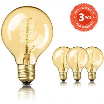 Bombilla Edison SEALIGHT Vintage Retro Decorativa Bombillas Lamparas Blanco Cálido G80 E27 220-240V 60W Antigua Regulable Lámpara Bulbo Filamento