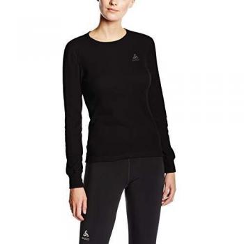 Odlo Bl Top Crew Neck L/S Active Warm Camiseta, Mujer, Black, S