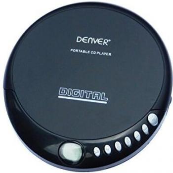 Discman Denver DM-24. Reproductor de CD portátil. Compatible con CD, CD-R y CD/RW. Auriculares incluidos