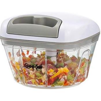 Geedel Picadora de Alimentos, Picadora Manual Fácil de Limpiar y Segura, Picadora de Verduras Rápida para Verduras, Frutas y Nueces