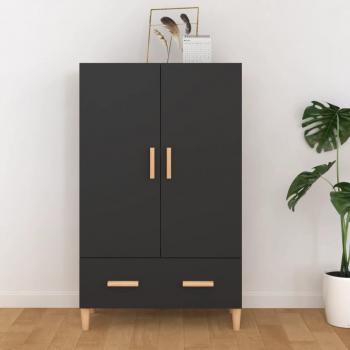 Aparador de madera contrachapada negro 70x31x115 cm, mueble de almacenaje de salón, armarios con puertas, cajón de madera, buffet para salón moderno, armario auxiliar, armario de almacenamiento