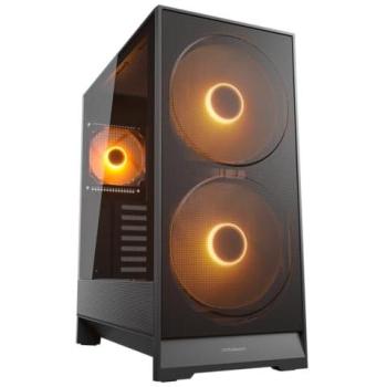 Caja Semitorre Cougar Airface 180, ARGB, Negra (ATX, mATX, Mini-ITX), con 2 ventiladores de 180 mm y 1 de 120 mm PWM ARGB y panel de filtro