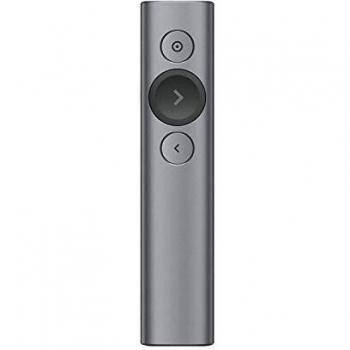 Logitech Spotlight Presentador Inalámbrico, 2.4 GHz y Bluetooth, Receptor USB, Puntero Láser Digital, Distancia de 30 Metros, Cronometro, PC/Mac/Android/iOS, Negro/Blanco
