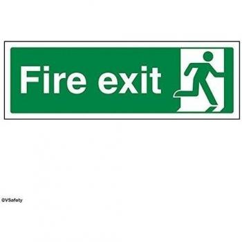 vsafety 14009 ax-sFinal de salida de incendios hombre derecho signo, vinilo autoadhesivo, paisaje, 300 mm x 100 mm), color verde