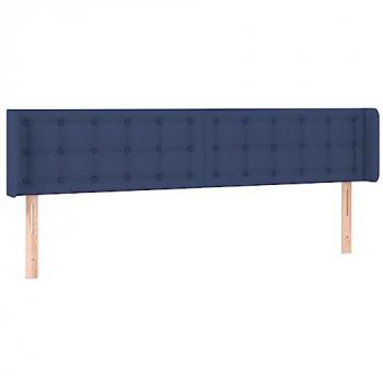 Cabecero de cama con LED azul tapizado en tela 163x16x78/88 cm