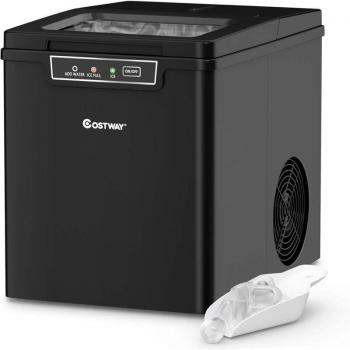 Máquina de Hacer Hielo Portátil 12 kg/24h - 9 Cubitos en 8 Minutos, Tanque de Agua 1,85L, Pantalla LCD