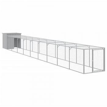 Gallinero y corral de acero galvanizado gris claro 110x1017x110 cm