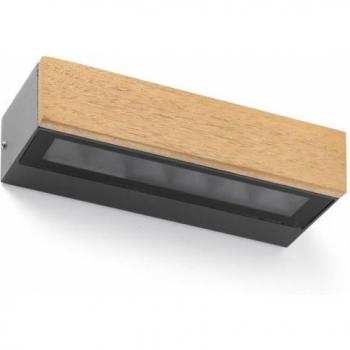 Foco Doro-13 Teca 5,1 Cm - Aplique de pared de madera DORO-13, tapa base enchufe con USB tipo C en marrón chocolate BJC IRIS 18724-USBC-CH