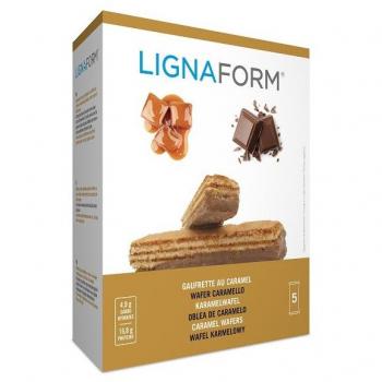 Lignaform Oblea Caramelo con Proteínas de Leche y Fibra Dietética, 5 Unidades