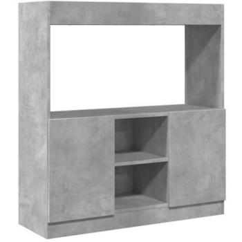 Aparador de madera de ingeniería gris hormigón 92x33x100 cm