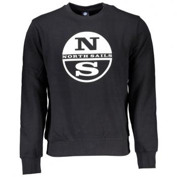 North Sails Black Cotton Sweatshirt with Print Logo - M