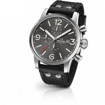 TW Steel Unisex-Adult Analog Quartz Watch with Leather Calfskin Strap MS93