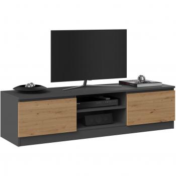 Mueble de TV y centro de entretenimiento 140 cm Antracita/Artisan con 2 estanterías