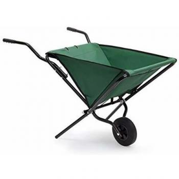 Carretilla Plegable Relaxdays, 66x64x112 cm, Carretillo Mano para Jardín y Obras, Poliéster, capacidad aprox. 56 l, soporta hasta 30 kg, color Verde