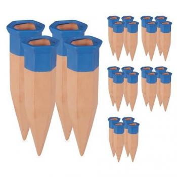Conjunto de 24 Conos de Autorriego Automático para Botellas de 1,5L, 19 cm, Terracota y Azul