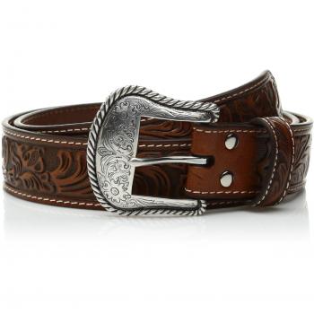 Nocona Boots mens  Floral Embose Western Bucle Belt
 -  brown -